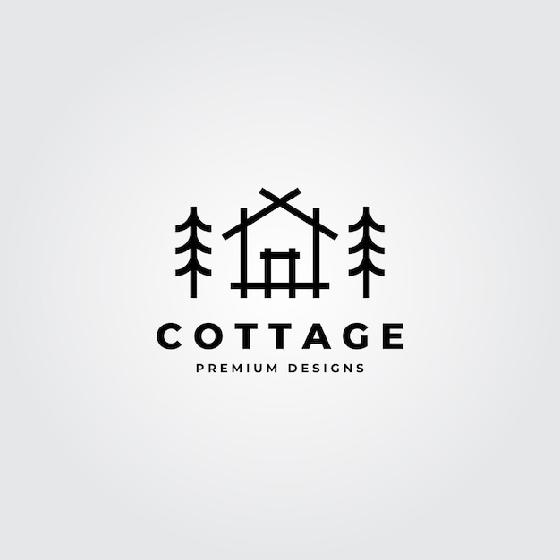 Premium Vector | Nature cottage logo line art minimalist
