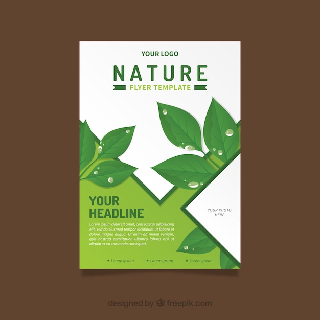 Nature flyer template with flat leaves | Free Vector