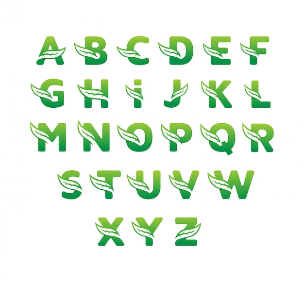 nature-leaf-alphabet-premium-vector