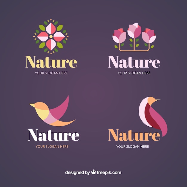 Download Free Nature Logo Collection With Flat Design Free Vector Use our free logo maker to create a logo and build your brand. Put your logo on business cards, promotional products, or your website for brand visibility.