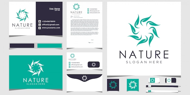 Download Free Nature Logo Design Leaves A Circle With Stationery Premium Vector Use our free logo maker to create a logo and build your brand. Put your logo on business cards, promotional products, or your website for brand visibility.