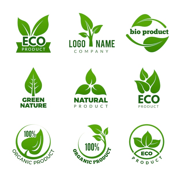 Leopard bind Uregelmæssigheder Premium Vector | Nature logo. herbal organic eco natural health with vector  leaf set