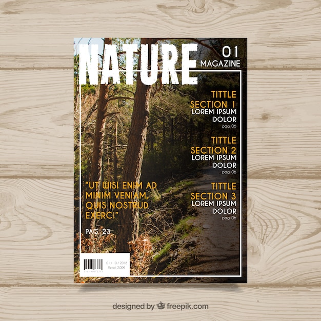 Nature magazine cover template with photo | Free Vector