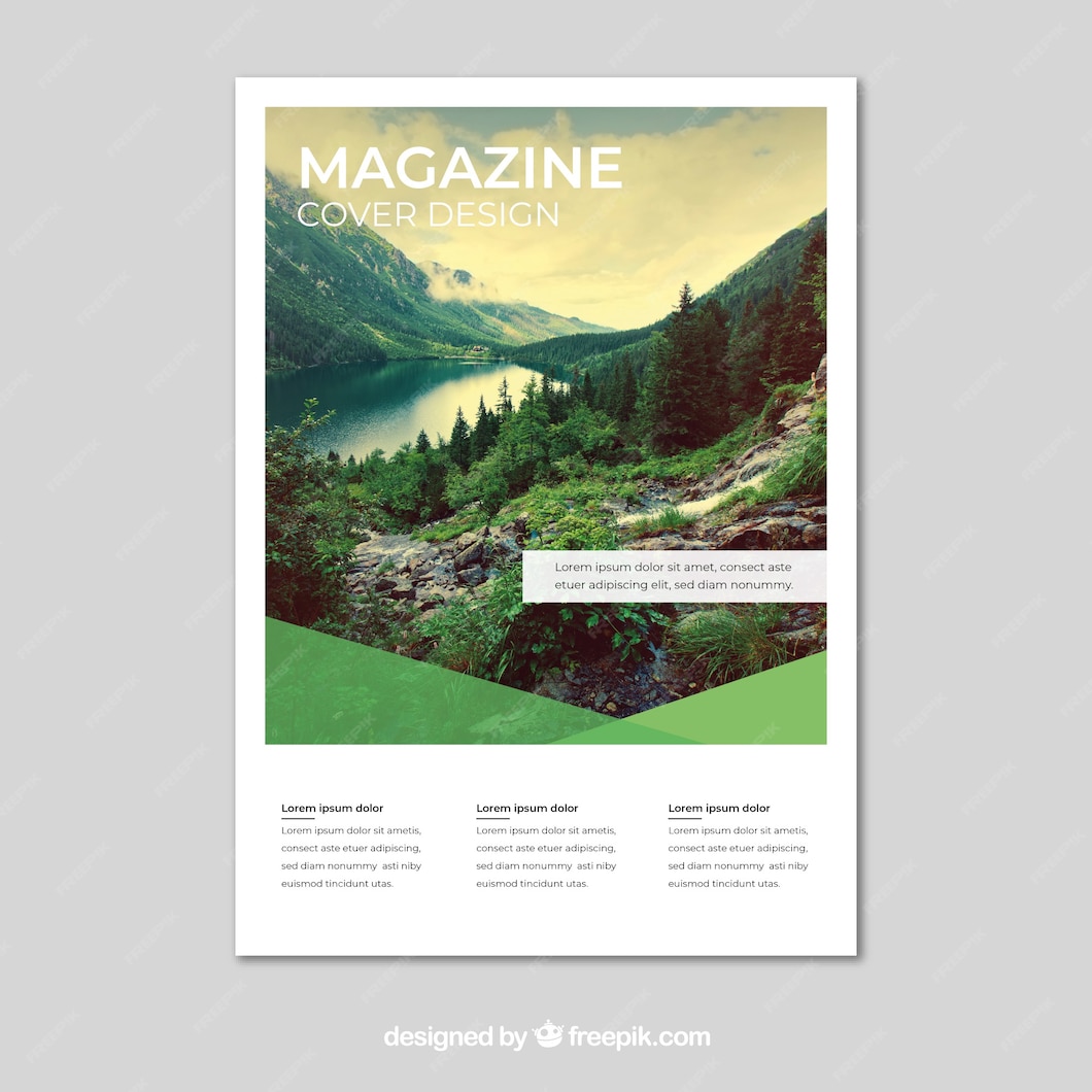 Free Vector | Nature magazine cover template with photo