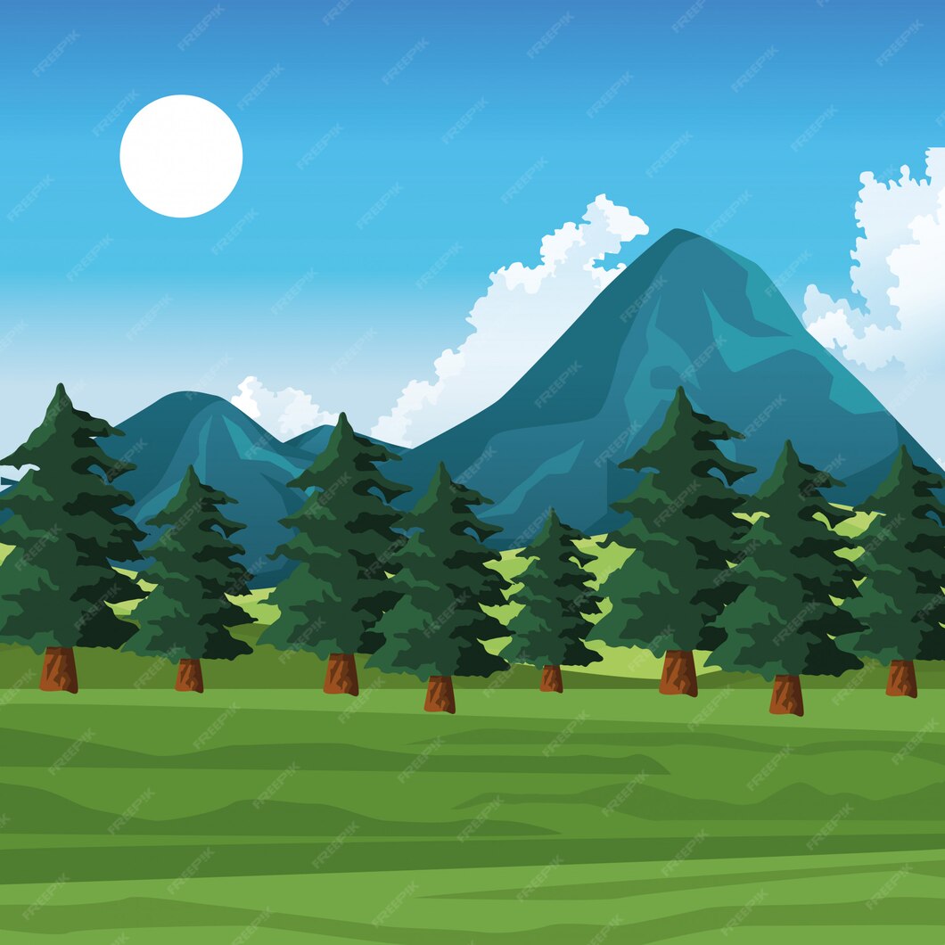 Premium Vector | Nature park landscape scenery cartoon