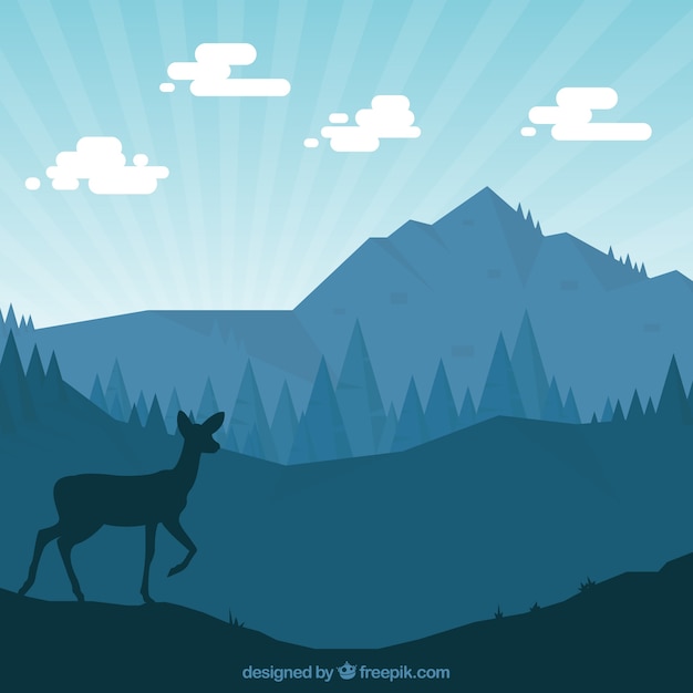 Nature silhouettes with a deer