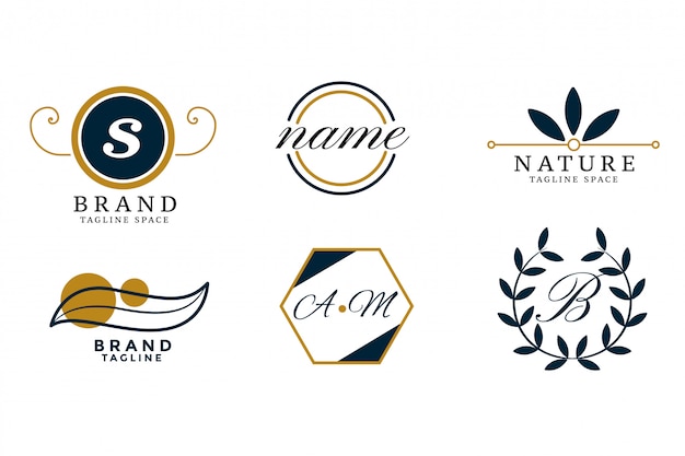 Gaya alam pernikahan monogram logo mengatur desain Vektor Gratis
