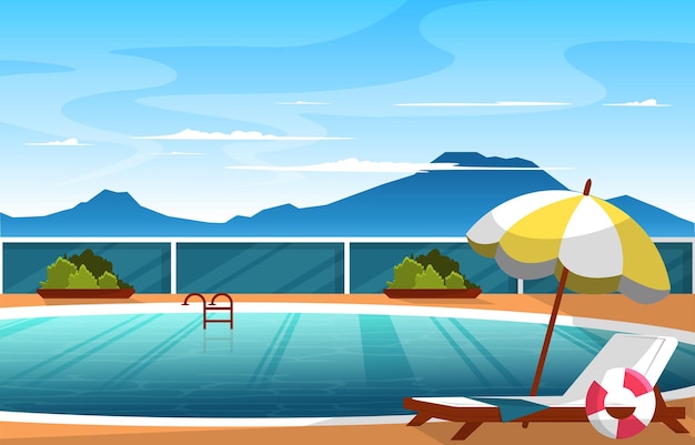 Premium Vector | Nature swimming pool summer holiday leisure relaxation ...