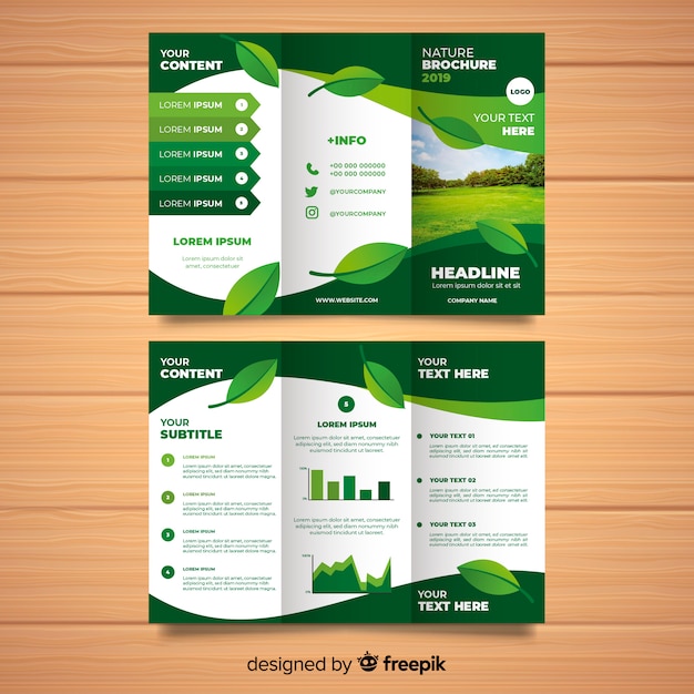 Premium Vector Nature Trifold Brochure