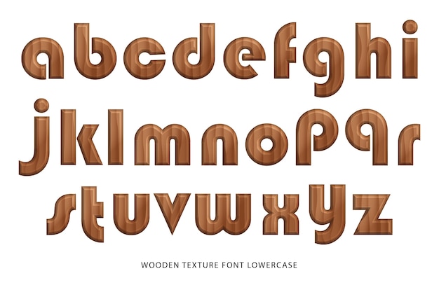 自然木製テクスチャフォント小文字アルファベット プレミアムベクター