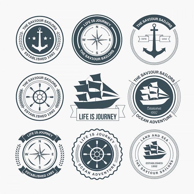 Nautical badges design Premium Vector
