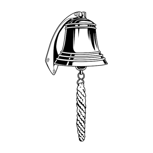 Free Vector | Nautical bell vector illustration. vintage monochrome ...