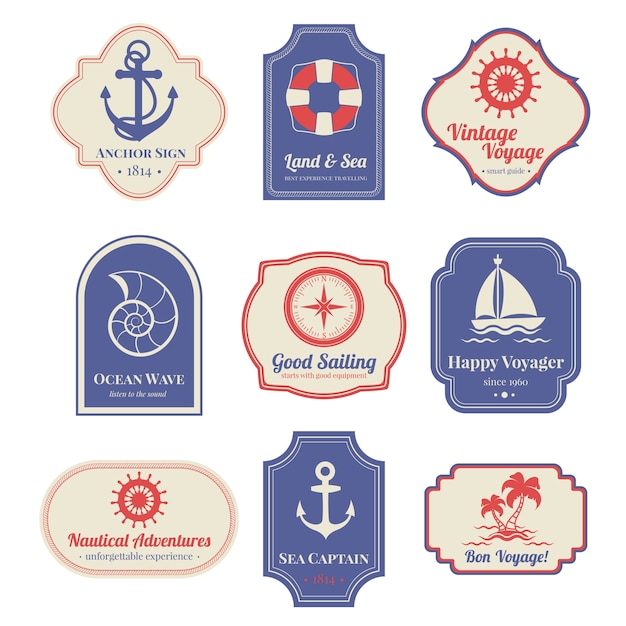 Nautical emblems set Vector | Free Download