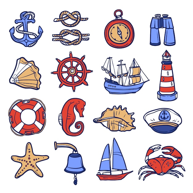 Download Nautical icon set | Free Vector