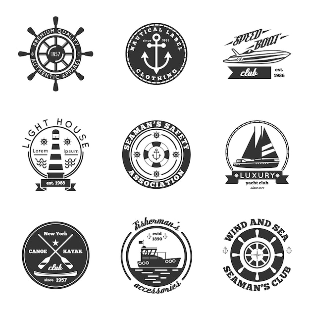 Free Vector | Nautical labels set