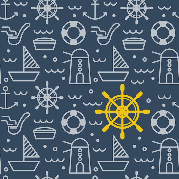 Premium Vector Nautical Seamless Pattern