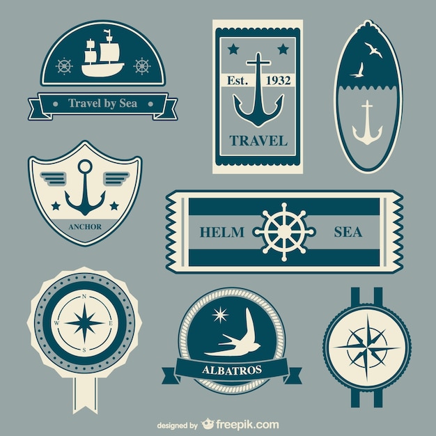 Free Vector | Nautical travel badges