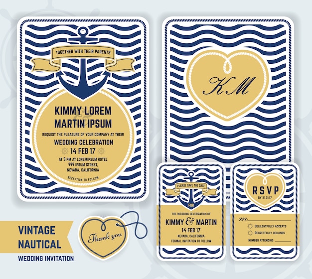 Nautical wedding invitation | Free Vector
