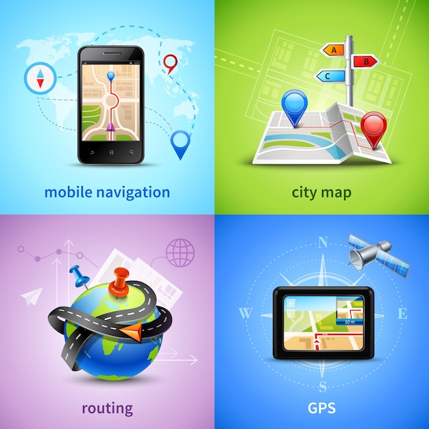 Navigation concept set Free Vector