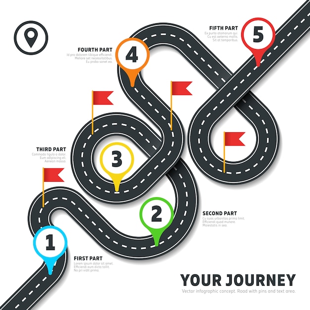 Premium Vector Navigation Winding Road Way Map Infographic Roadmap