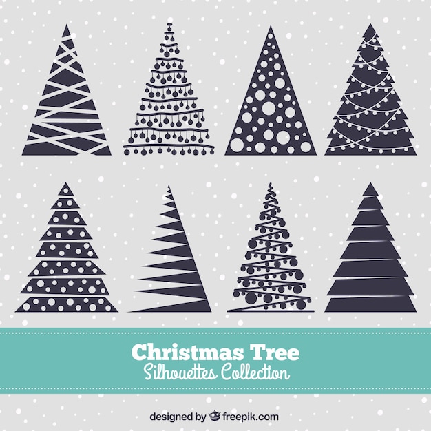 プレミアムベクター 紺クリスマスツリーのシルエット