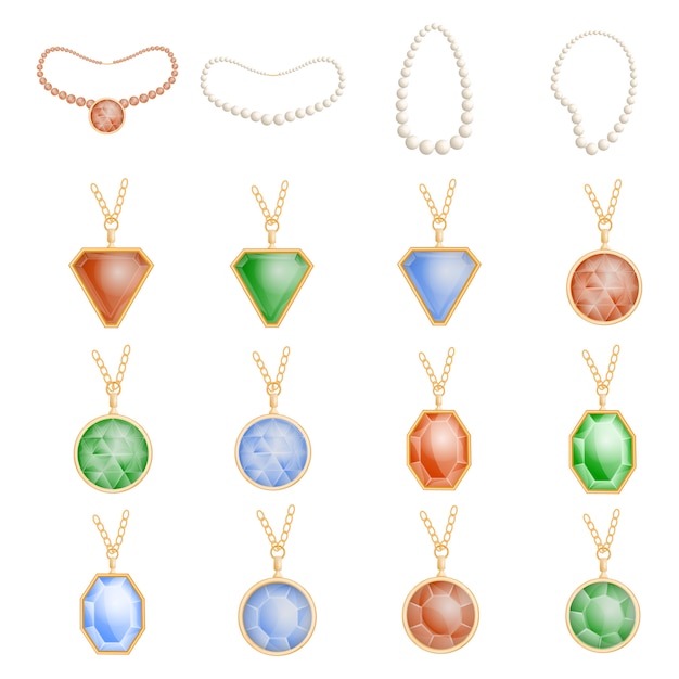 Download Necklace jewelry chain mockup set. realistic illustration of 16 necklace jewelry chain mockups ...