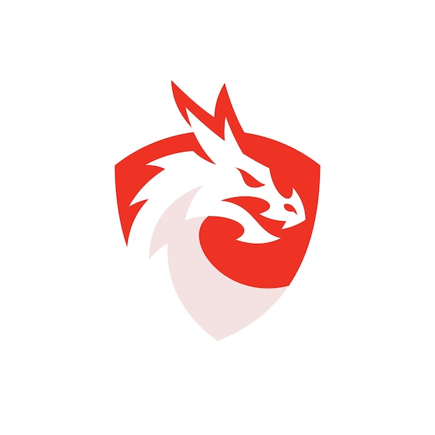 Premium Vector | Negative space dragon head and shield badge logo ...