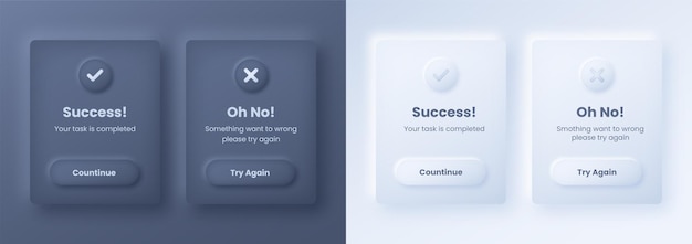 Premium Vector | Neomorphic neomorphism style success and try again ui ...