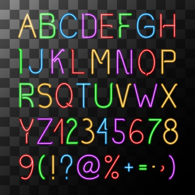 Free Vector Neon alphabet set