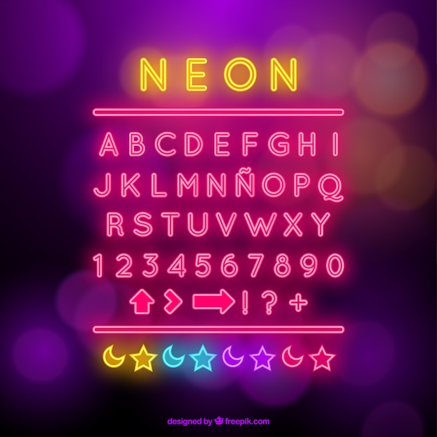 neon alphabet vectors vector psd
