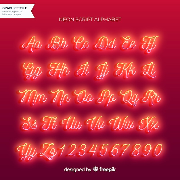 Neon alphabet Vector | Free Download