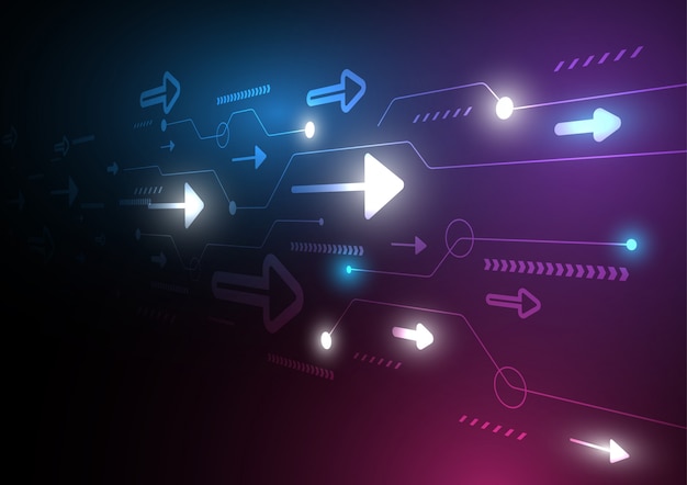 Neon arrow speed and technology data load abstract with colorful background Premium Vector