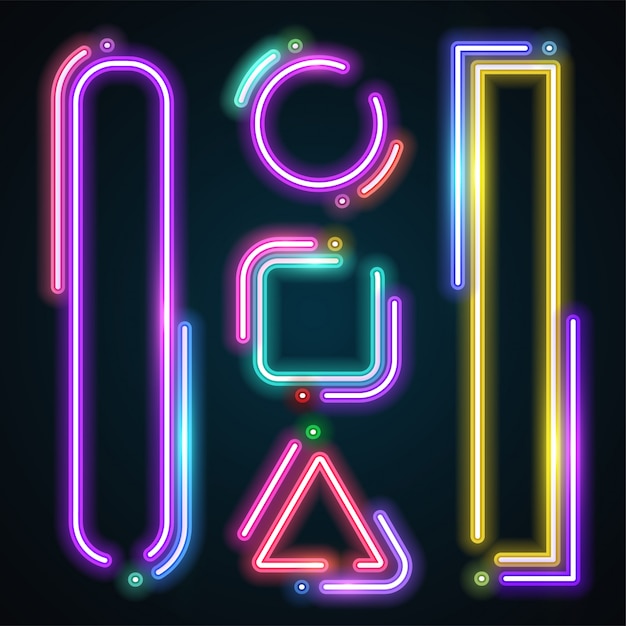 Premium Vector | Neon banner set