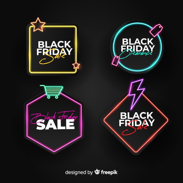 Premium Vector Neon black friday banners
