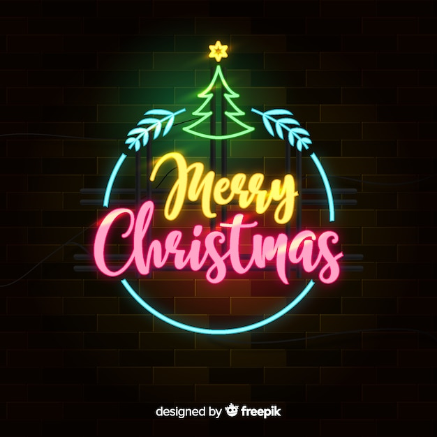 Neon christmas background Vector | Free Download