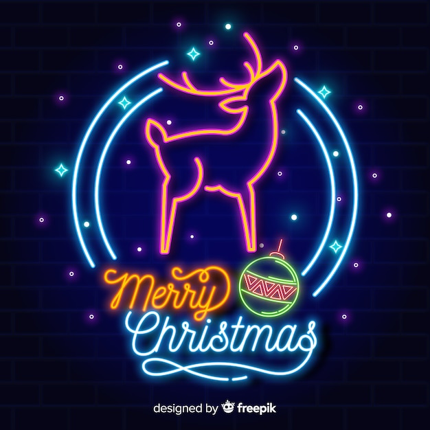 Neon christmas background | Free Vector