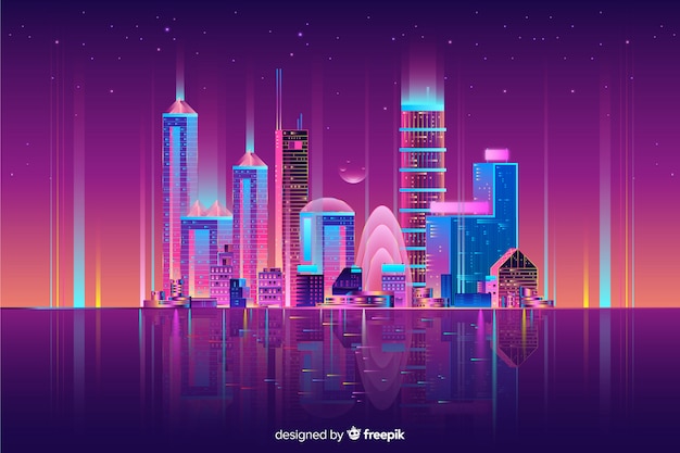 Free Vector | Neon cityscape background