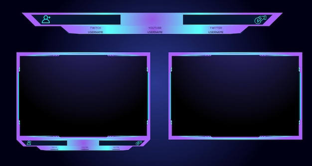 Premium Vector | Neon facecam and overlay set design for live streamer
