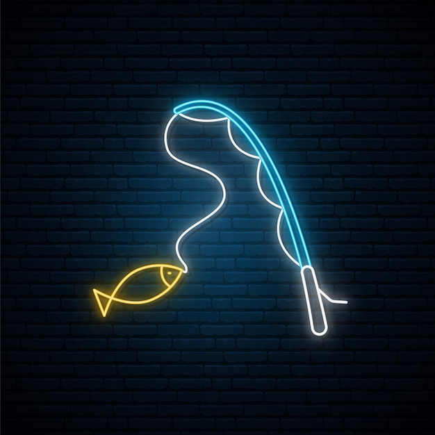 Download Neon fishing sign. | Premium Vector
