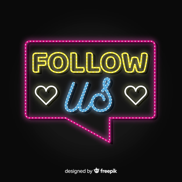 Free Vector | Neon follow us background