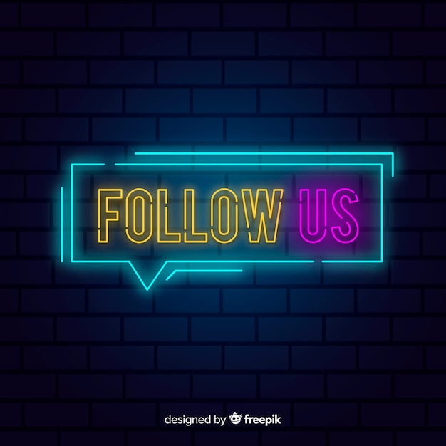 Free Vector | Neon follow us background