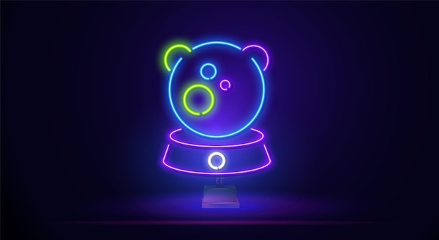 Premium Vector | Neon frame of the glowing ball a magical crystal magic ...