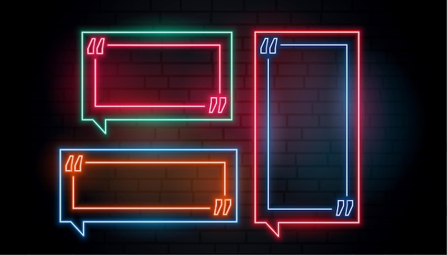 Free Vector | Neon frame quotation boxes pack