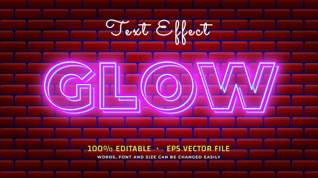 Premium Vector | Neon glow text effect editable eps vector file