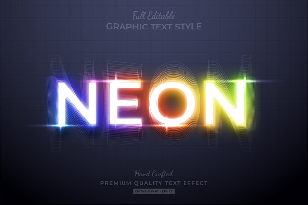 Premium Vector | Neon gradient editable text style effect