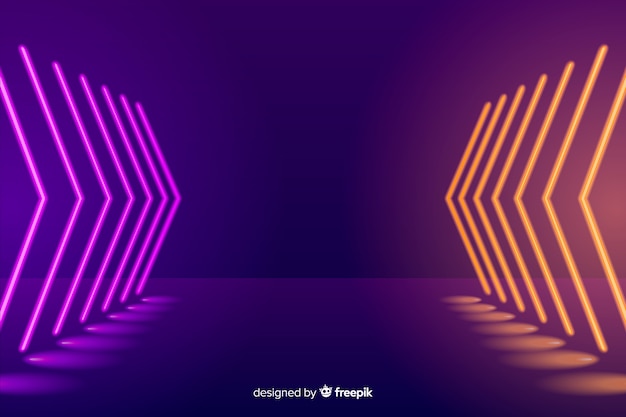 Neon illuminated stage background Free Vector