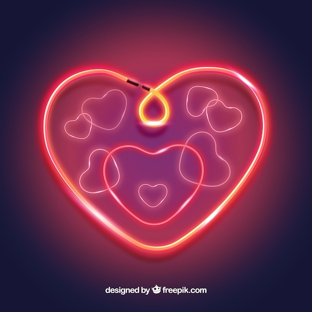 Neon isolated heart background | Free Vector