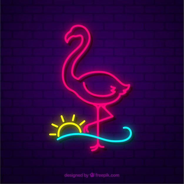 Free Vector | Neon lamp with flamingo shape