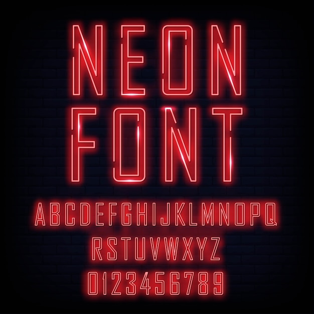 Premium Vector Neon Light Alphabet Glow Light Neon