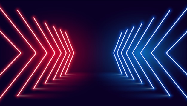 Neon light arrow direction in perspective Free Vector